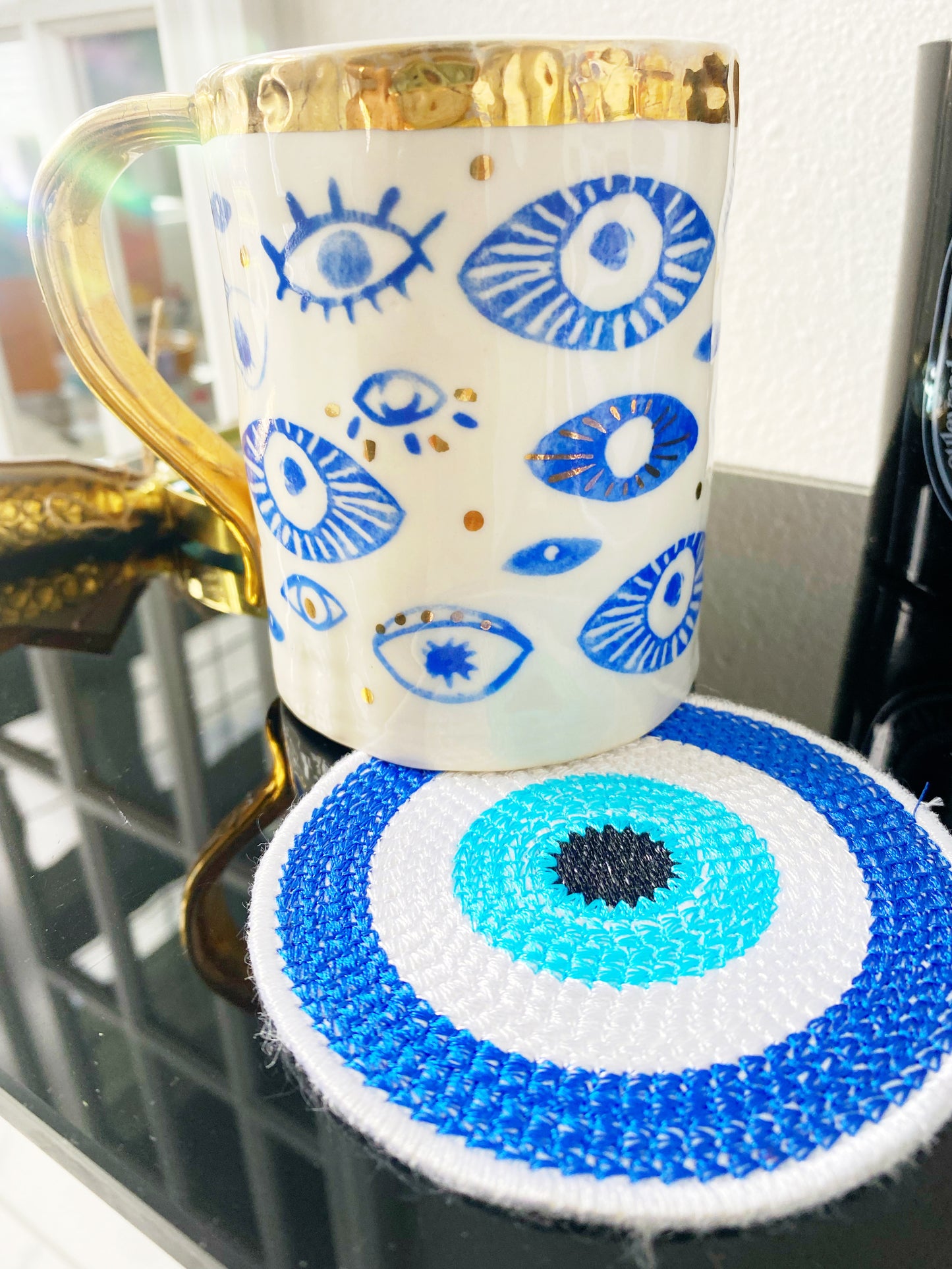 Evil Eye Golden Mug & Dessert Plate