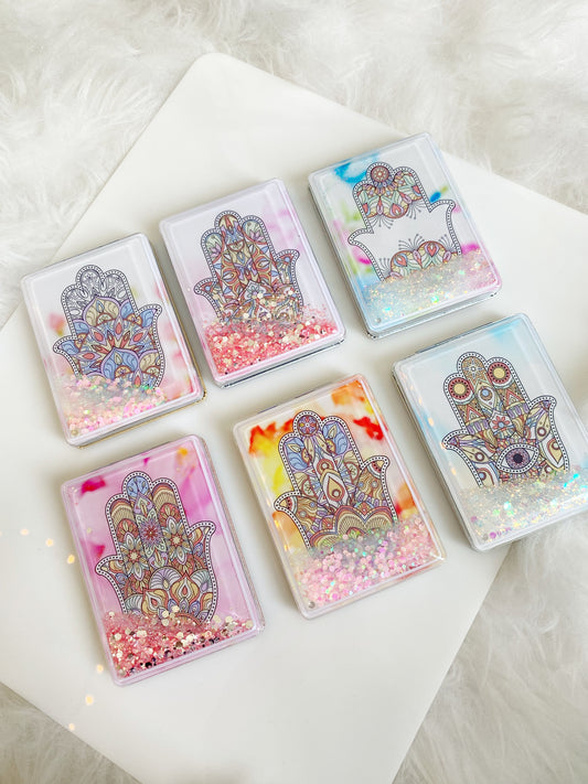 Evil Eye Hamsa Glitter Compact Mirror