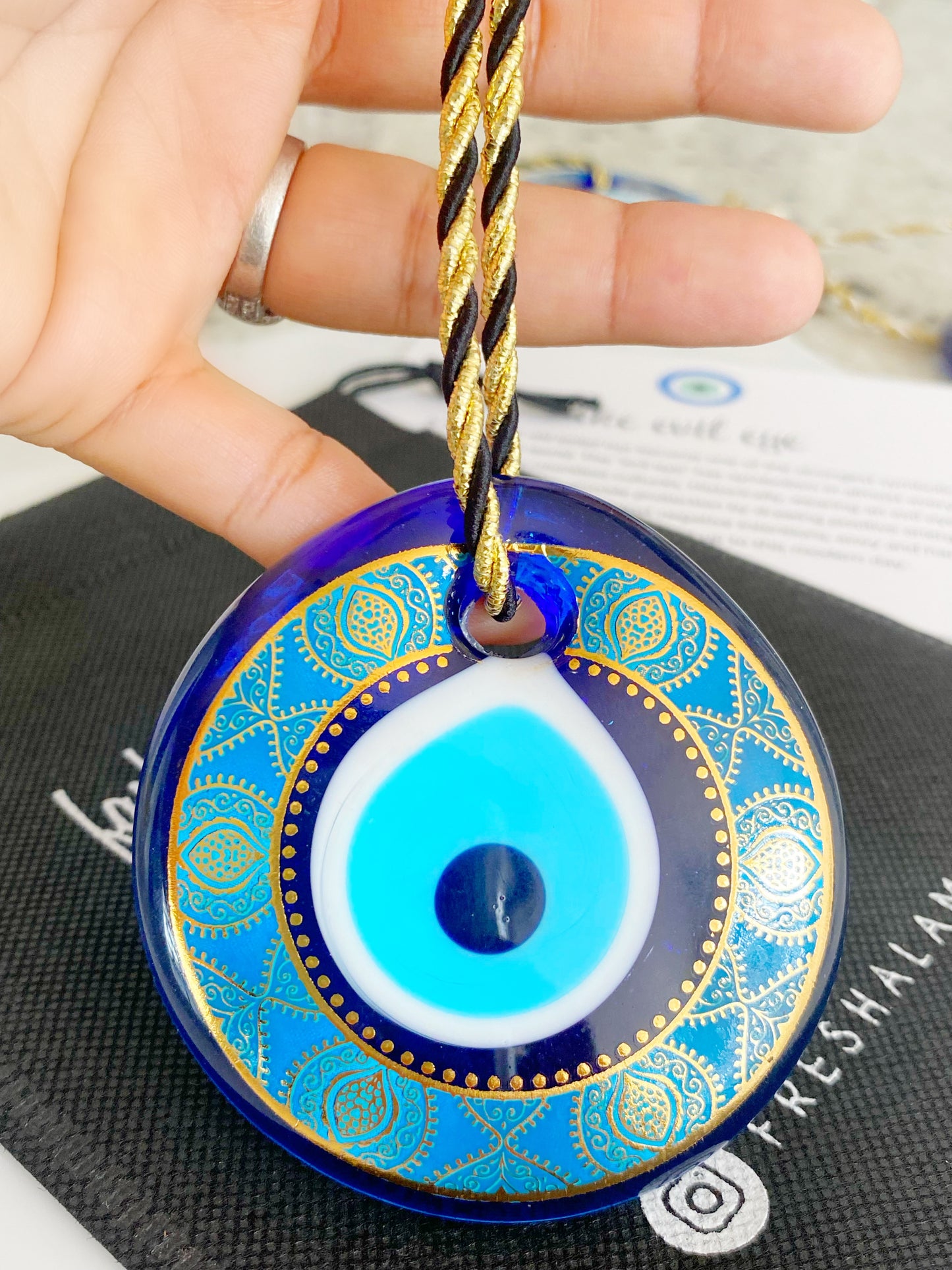 Golden Evil Eye Glass Amulet Decor