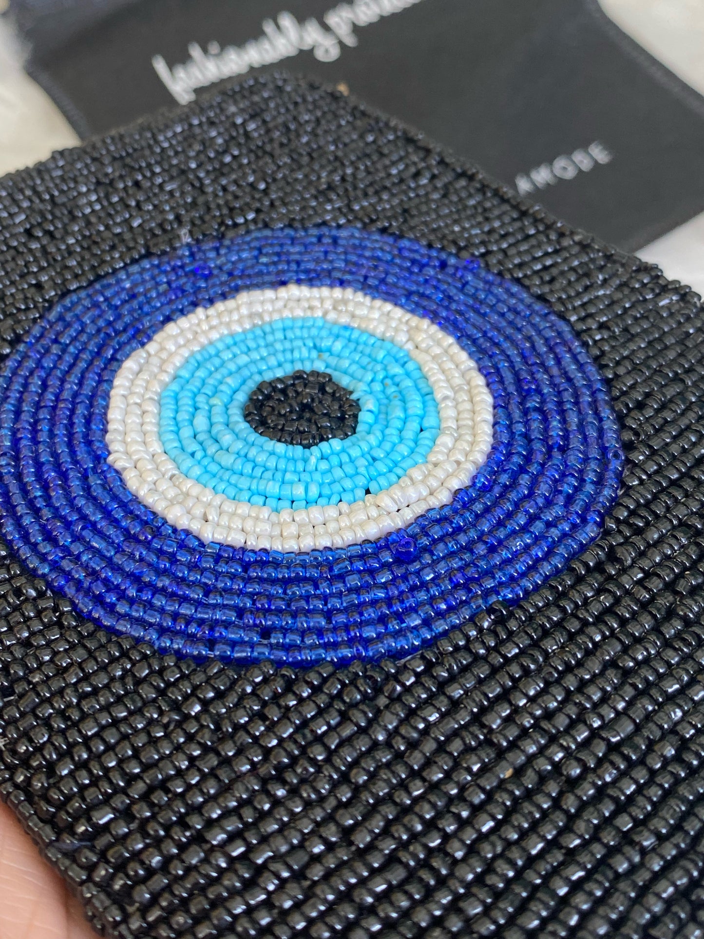 Evil Eye Beaded Zipper Purse