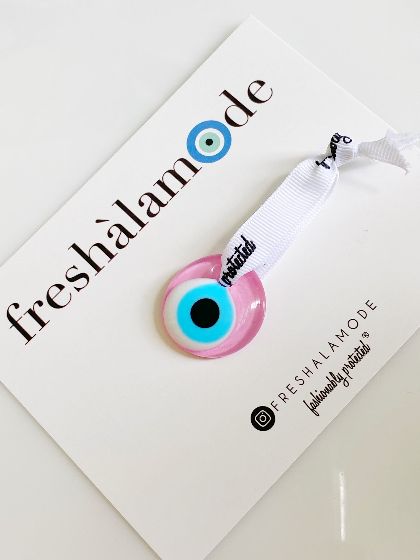 EXCLUSIVE! Pink Evil Eye Glass Amulet