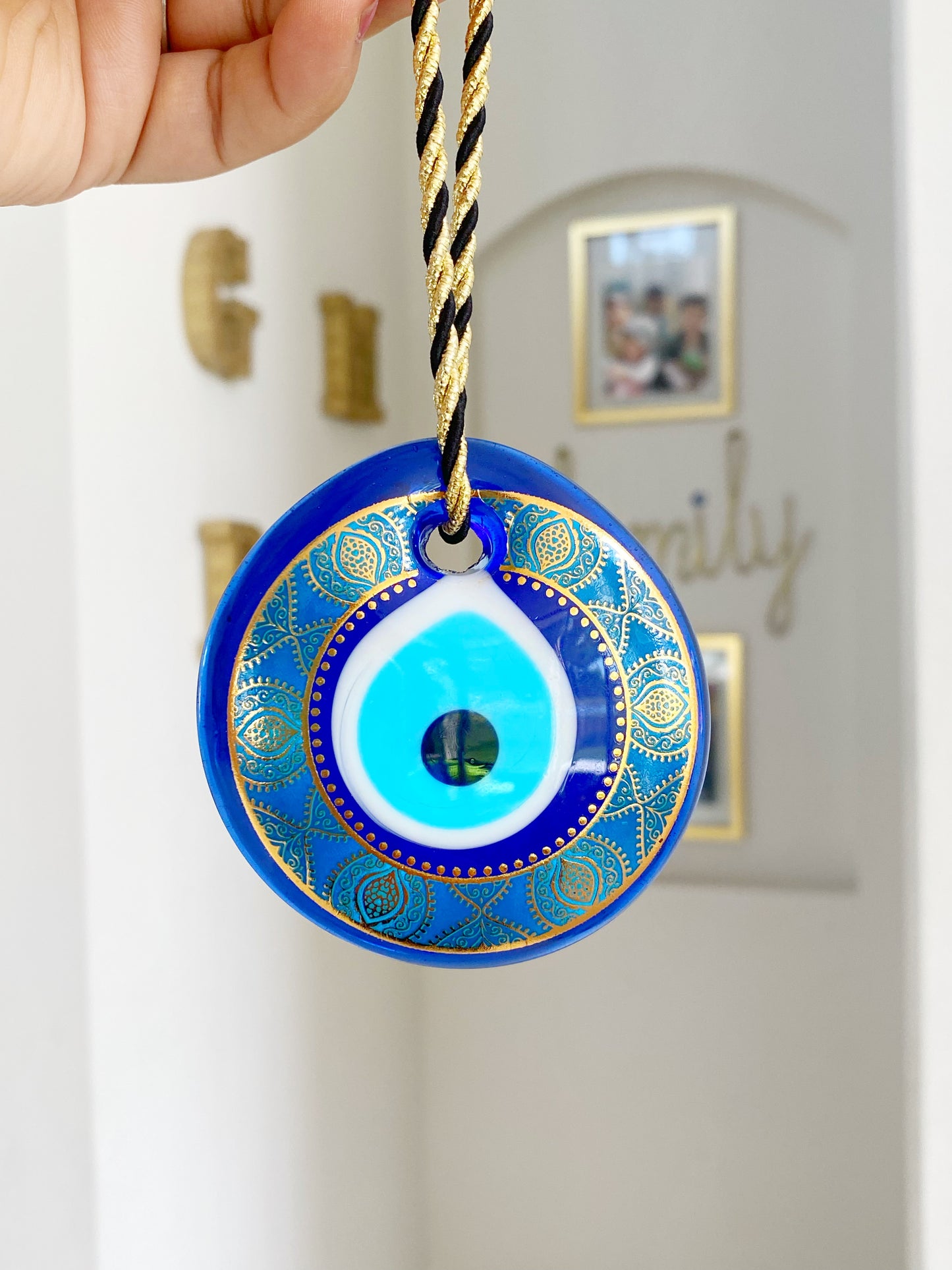 Golden Evil Eye Glass Amulet Decor