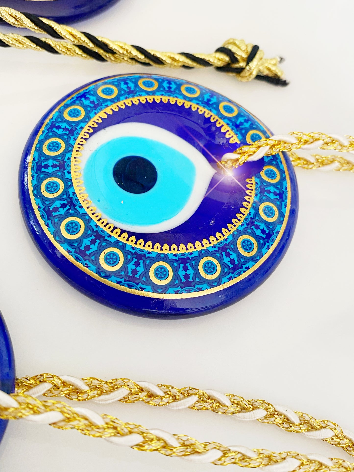 Golden Evil Eye Glass Amulet Decor