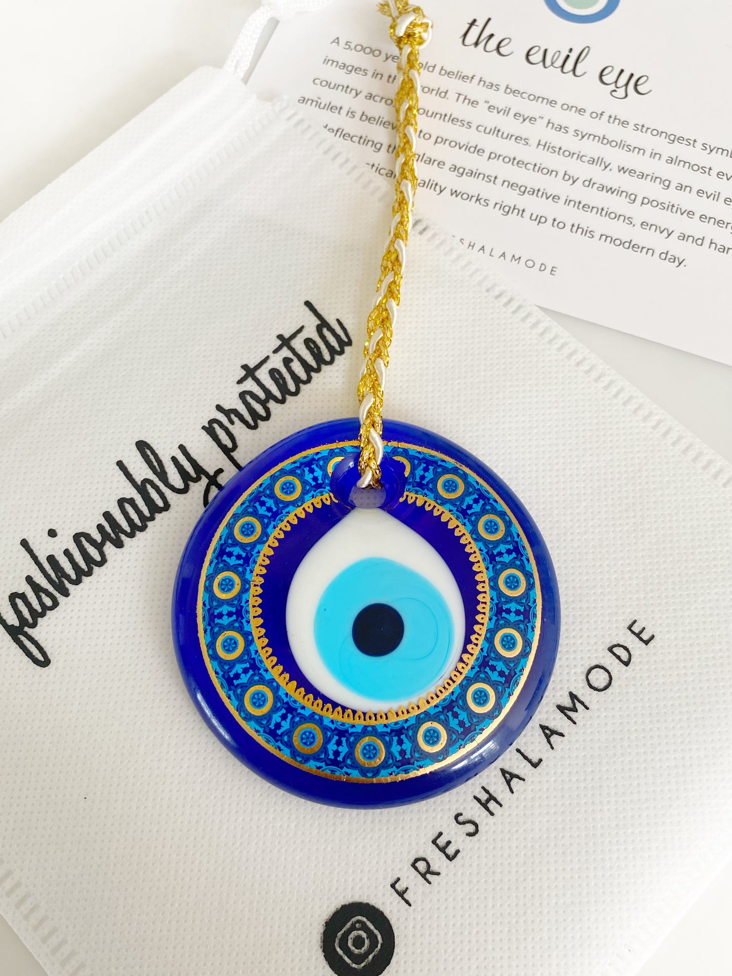 Golden Evil Eye Glass Amulet Decor