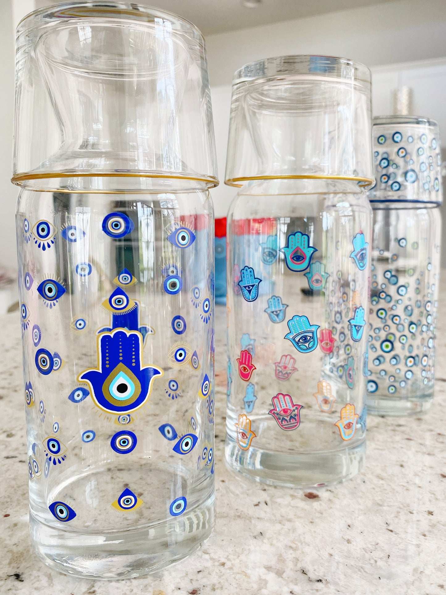 Evil Eye 2 Piece Glass Decanter