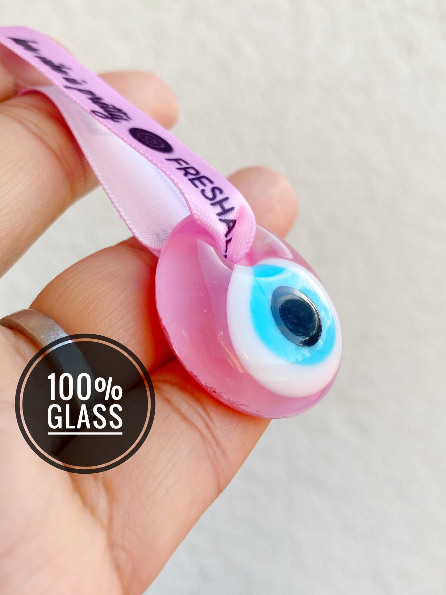 EXCLUSIVE! Pink Evil Eye Glass Amulet