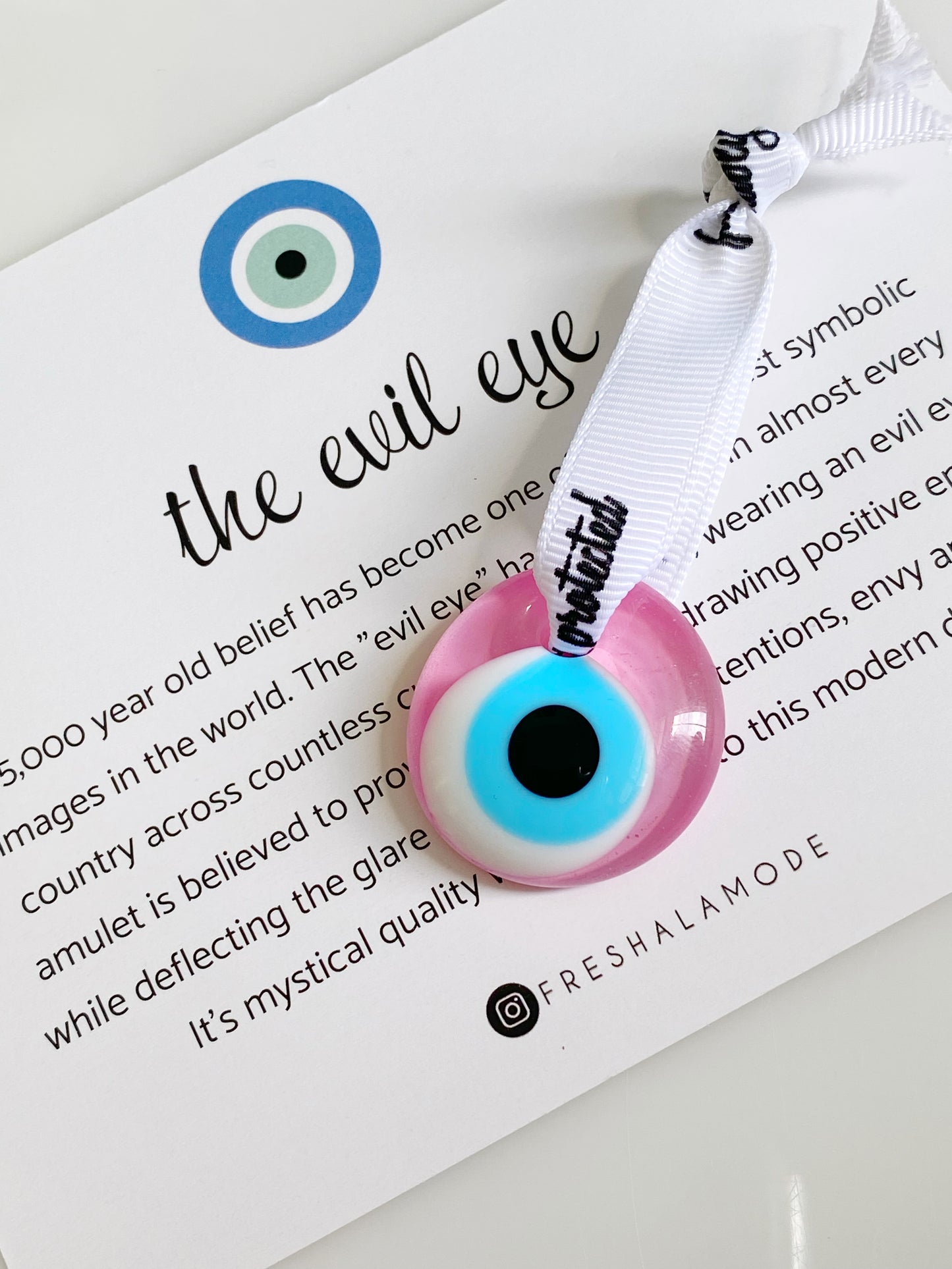 EXCLUSIVE! Pink Evil Eye Glass Amulet