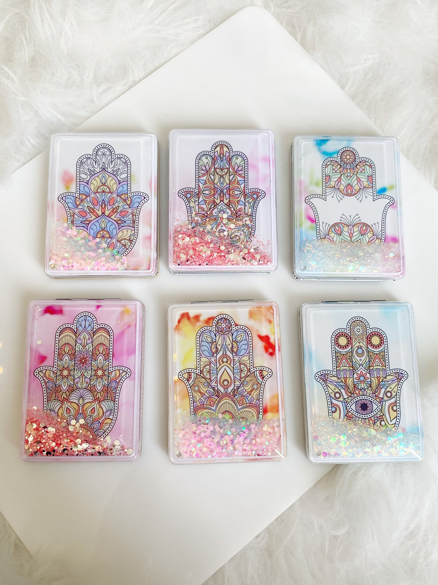 Evil Eye Hamsa Glitter Compact Mirror