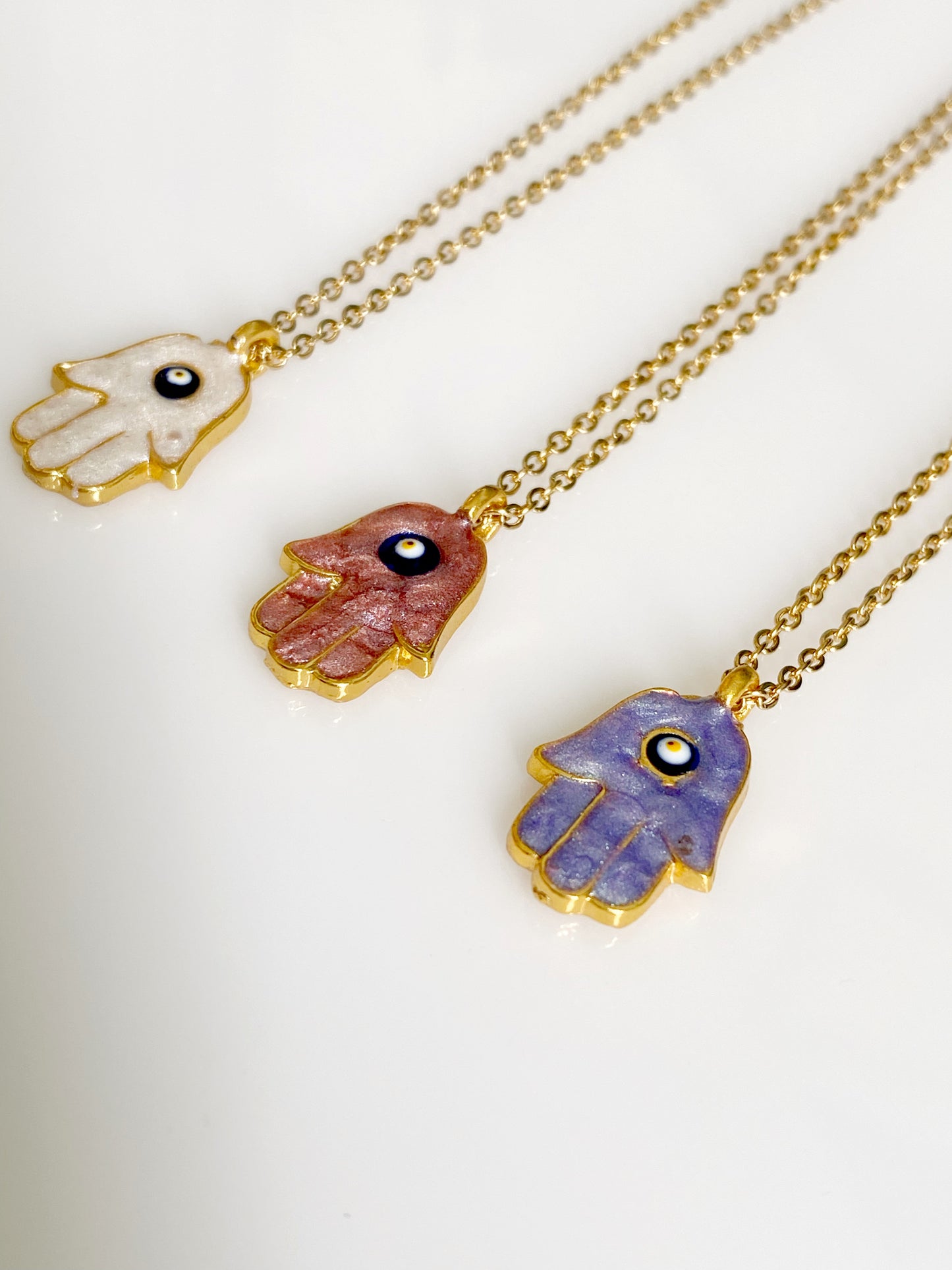 Hamsa Iridescent Gold Painted Necklace