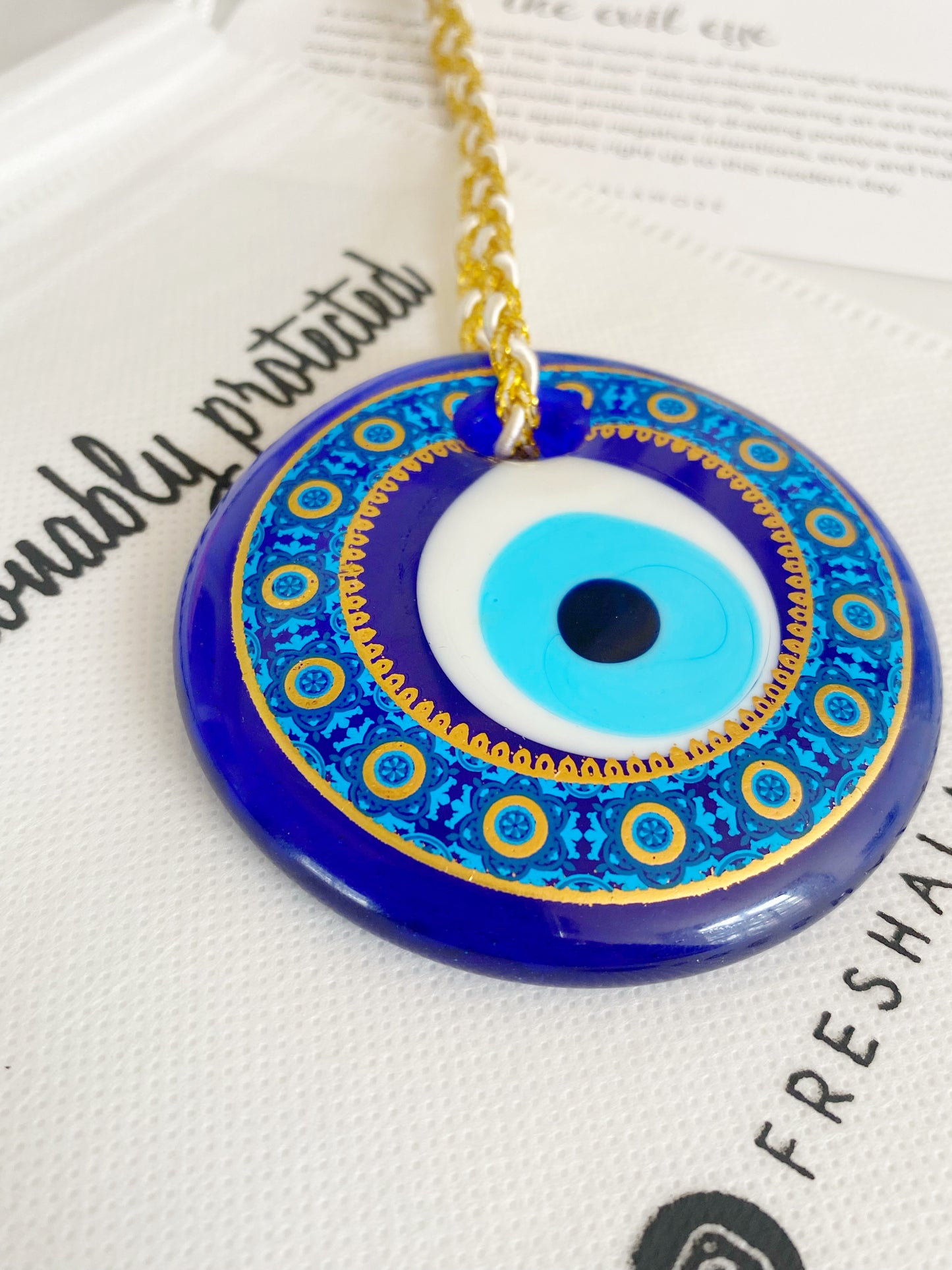 Golden Evil Eye Glass Amulet Decor