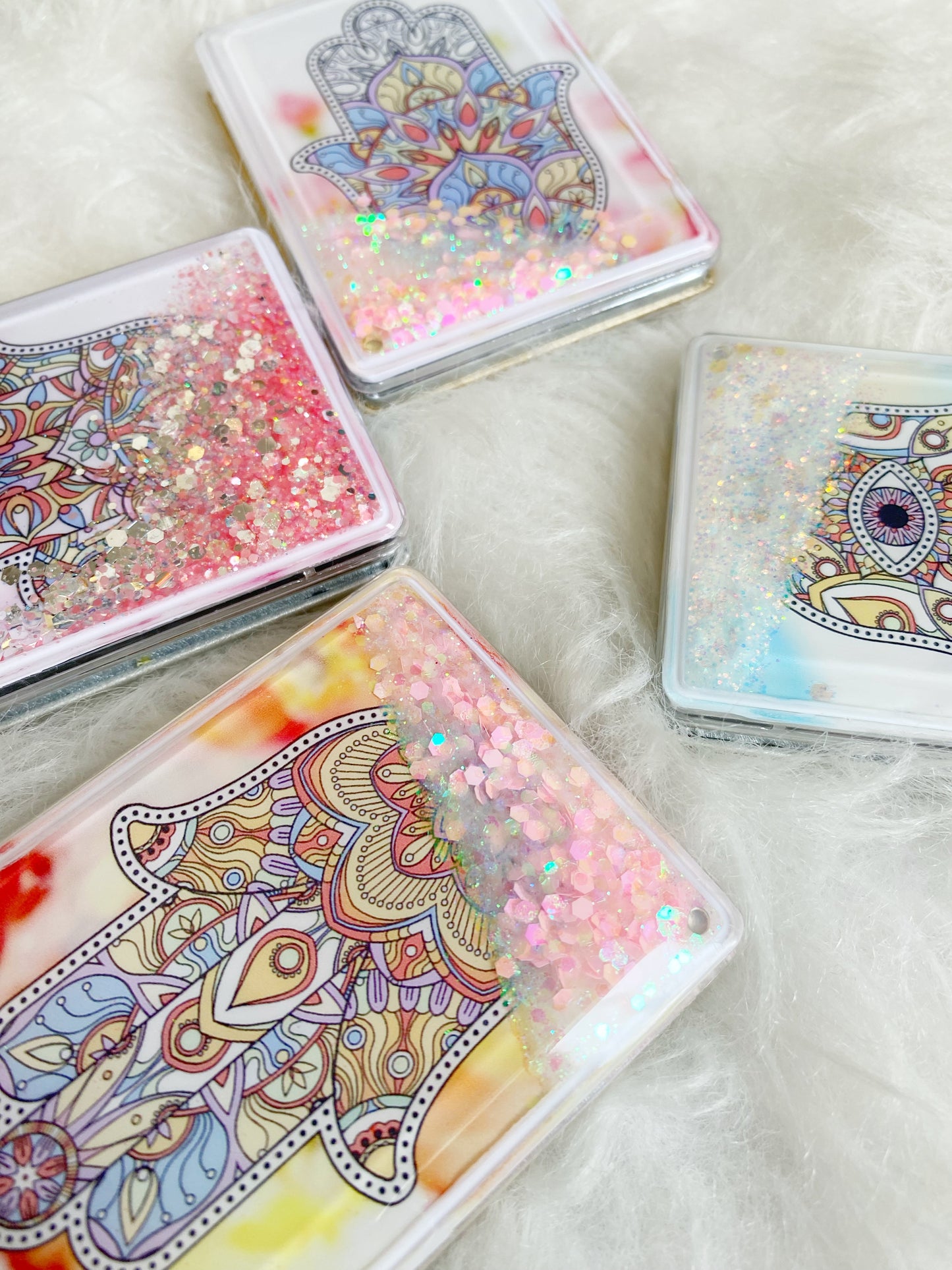 Evil Eye Hamsa Glitter Compact Mirror