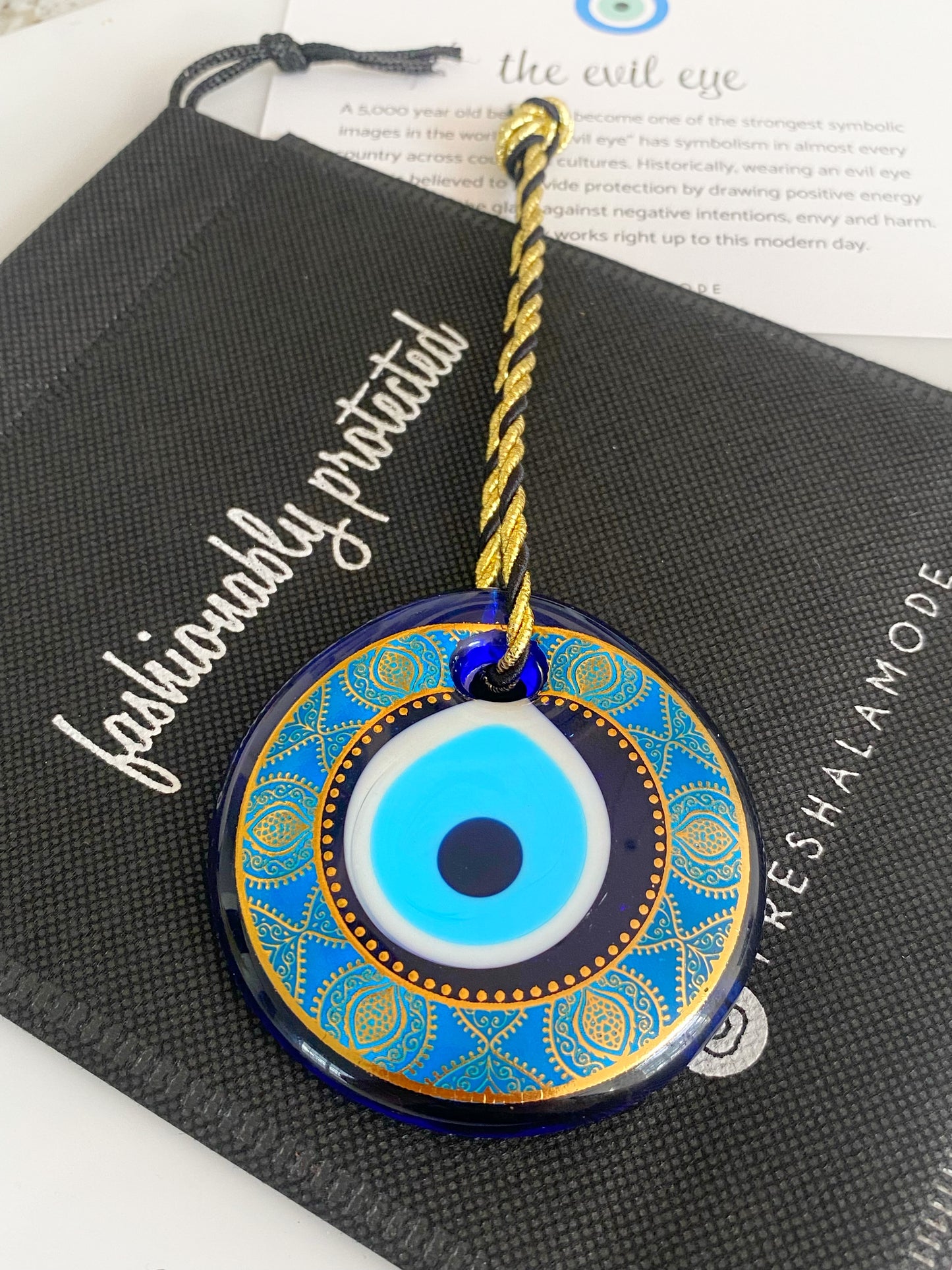 Golden Evil Eye Glass Amulet Decor