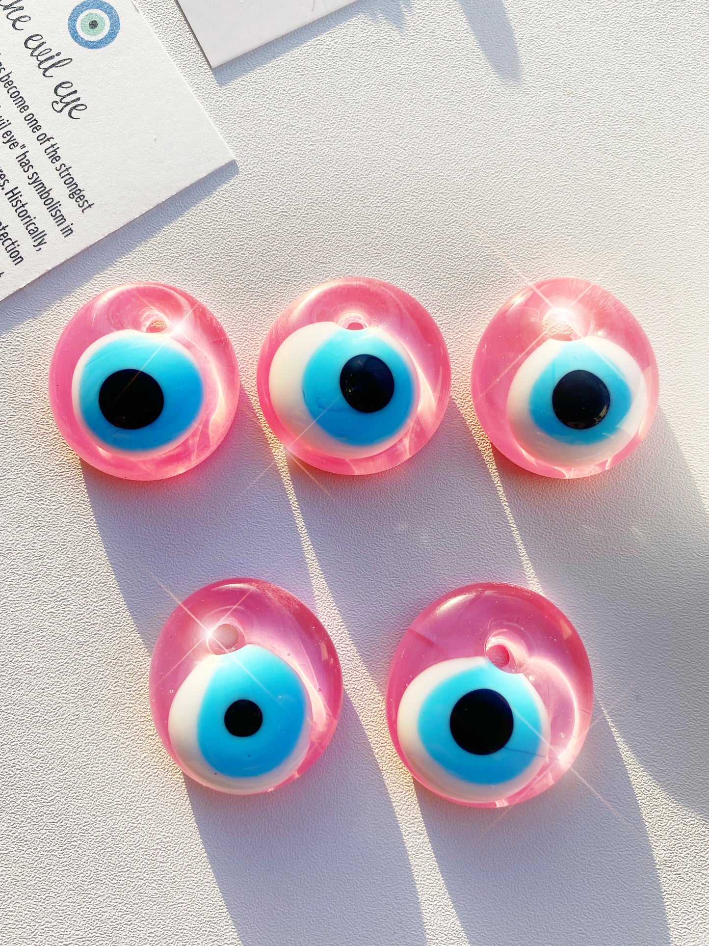 EXCLUSIVE! Pink Evil Eye Glass Amulet