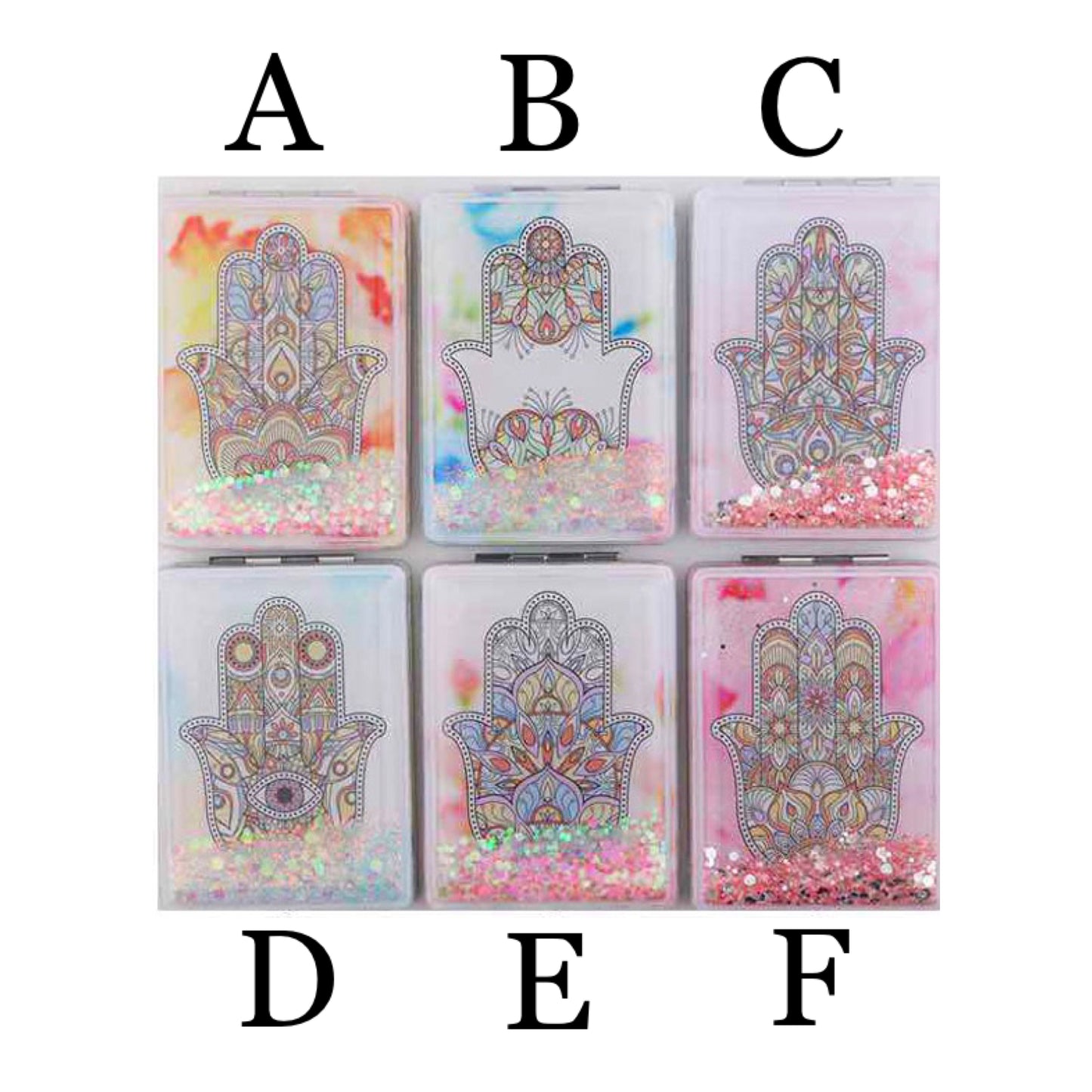 Evil Eye Hamsa Glitter Compact Mirror