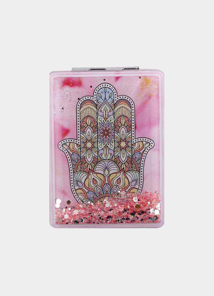 Evil Eye Hamsa Glitter Compact Mirror