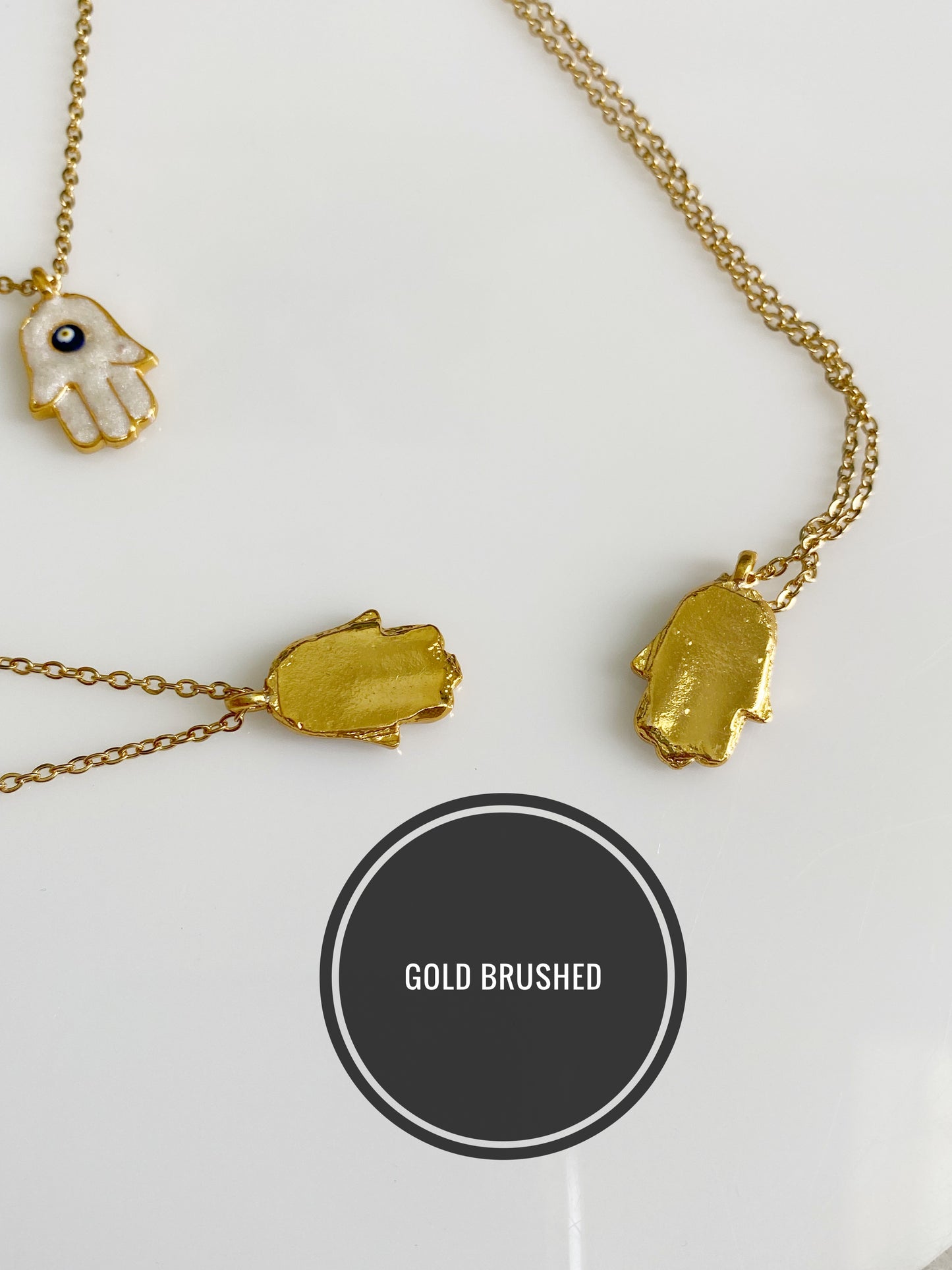 Hamsa Iridescent Gold Painted Necklace