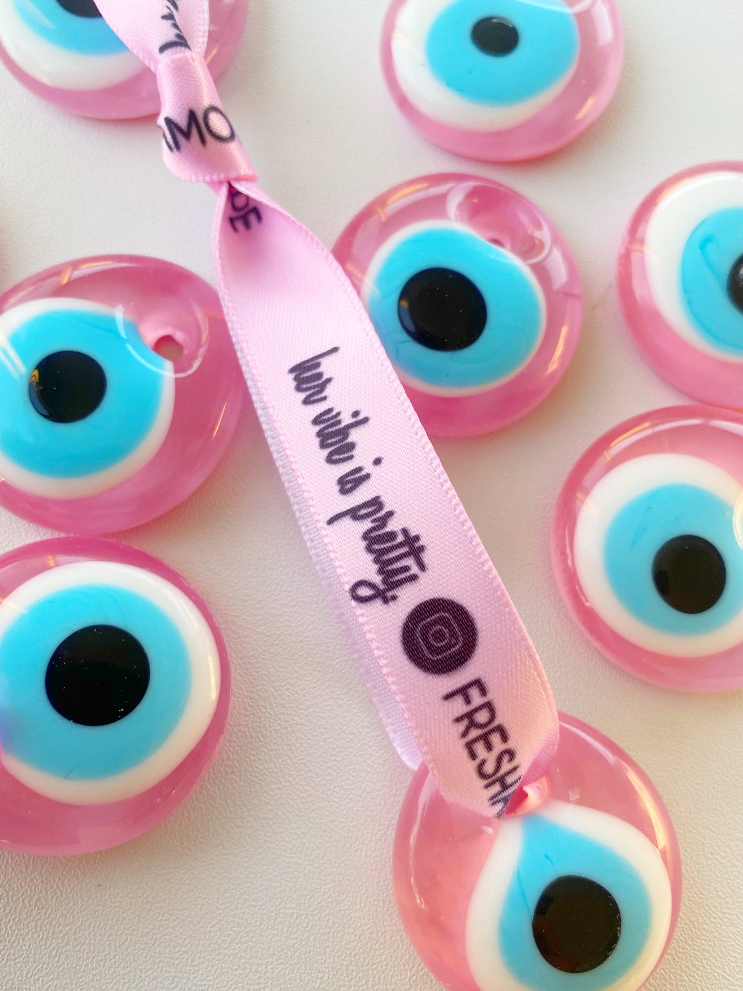 EXCLUSIVE! Pink Evil Eye Glass Amulet