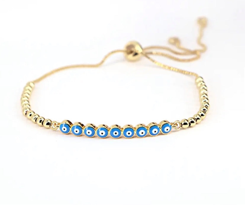 Evil Eye Bar Adjustable Bracelet