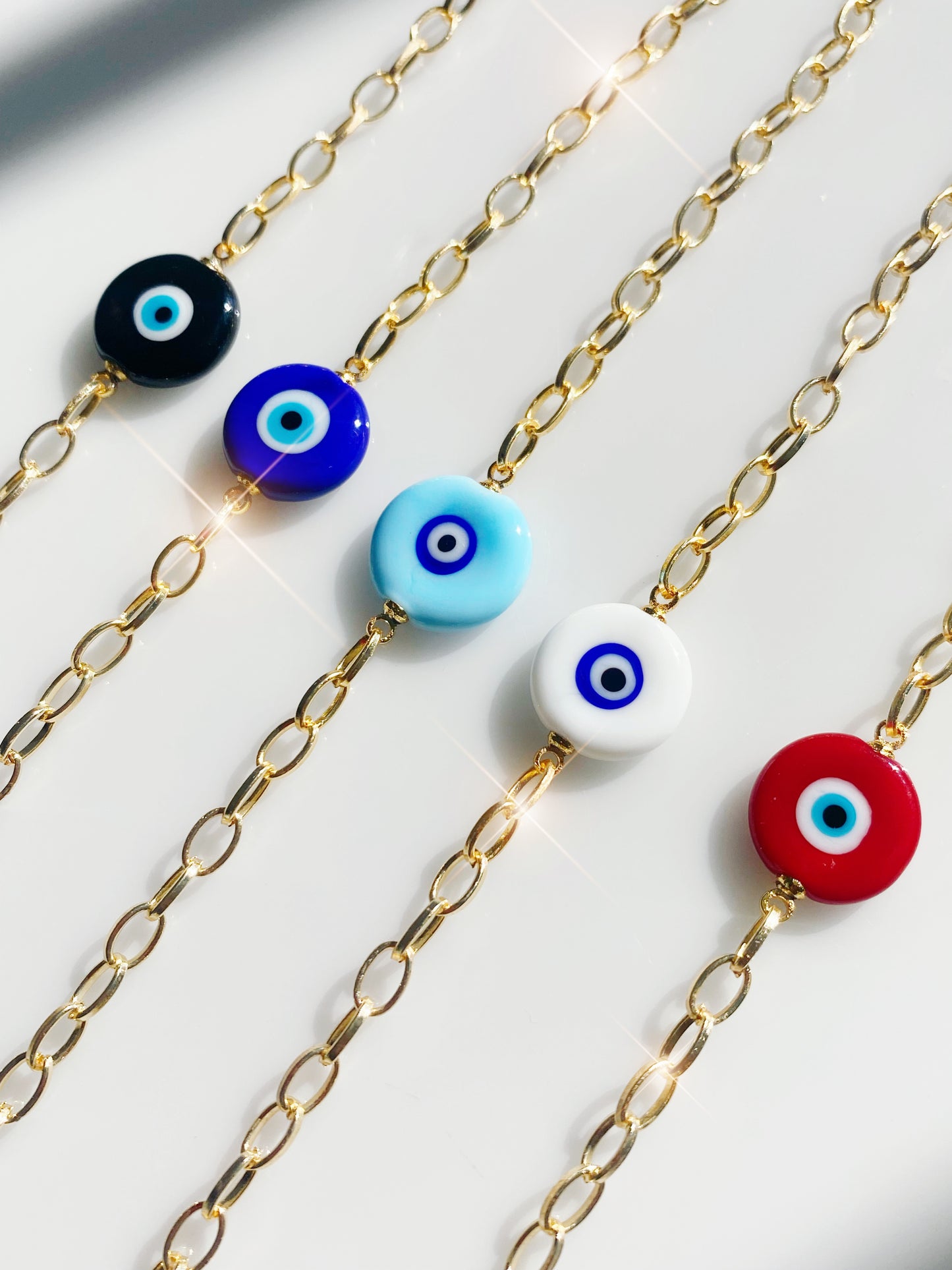 Evil Eye Glass Chain Bracelet