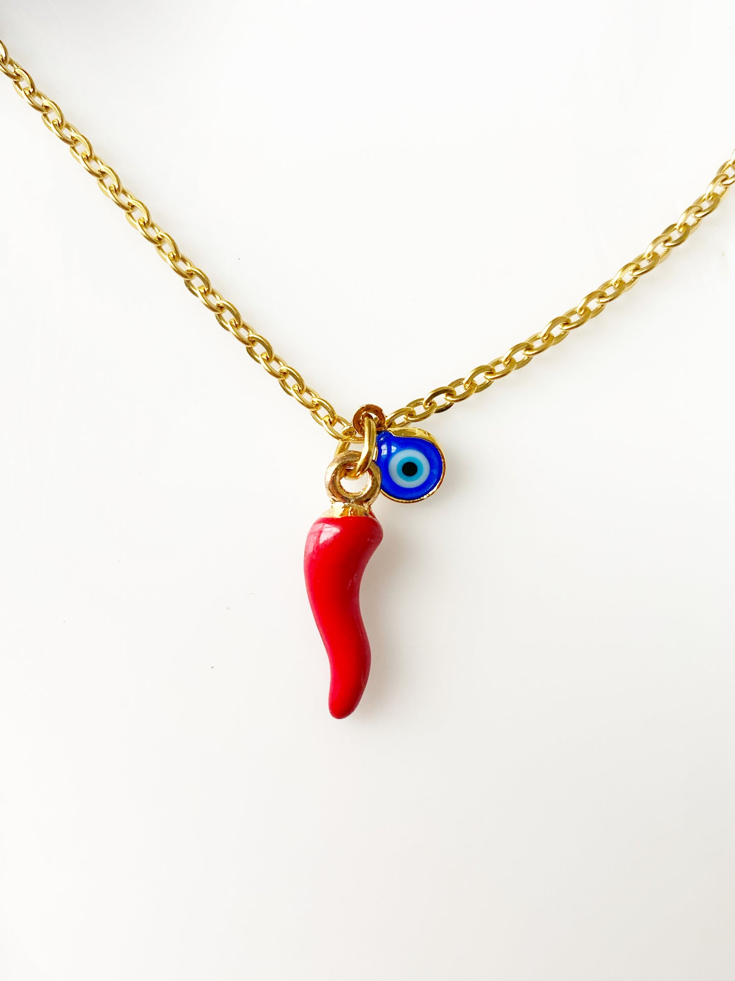 Red Chili Evil Eye Cornicello Necklace