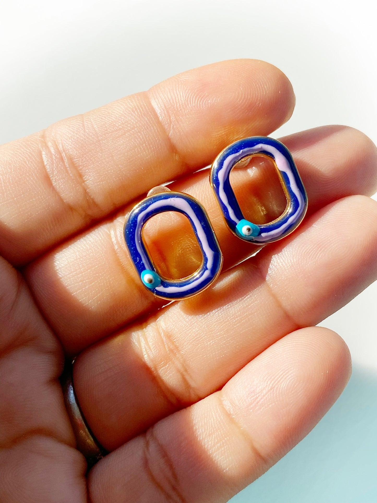 Abstract Evil Eye Painted Earrings