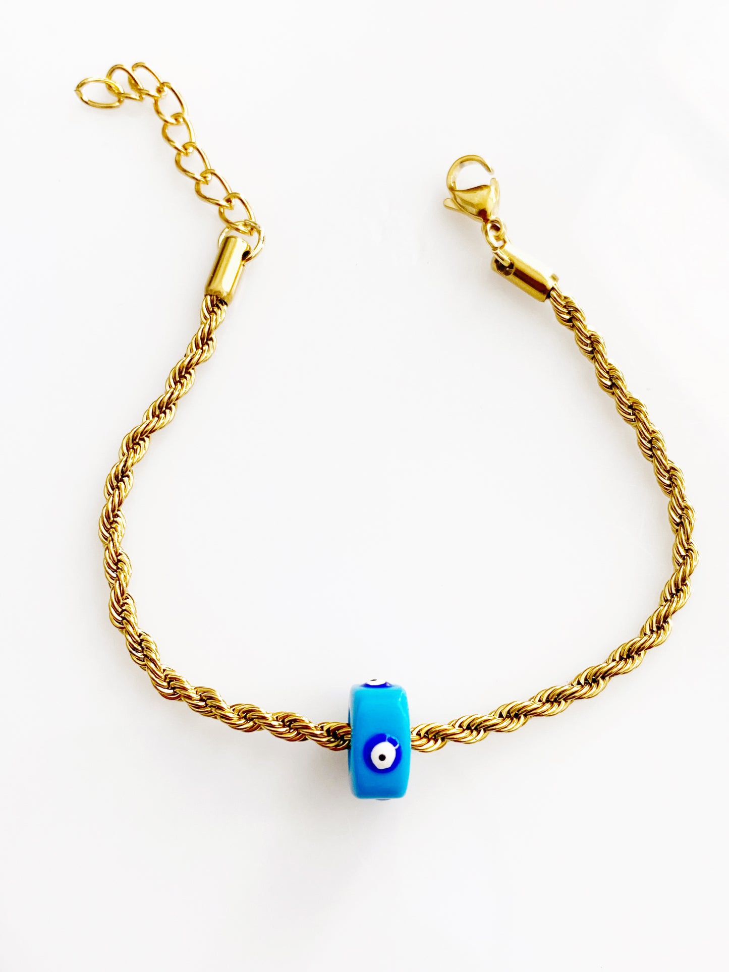 Evil Eye Turquoise Twist Cube Bracelet