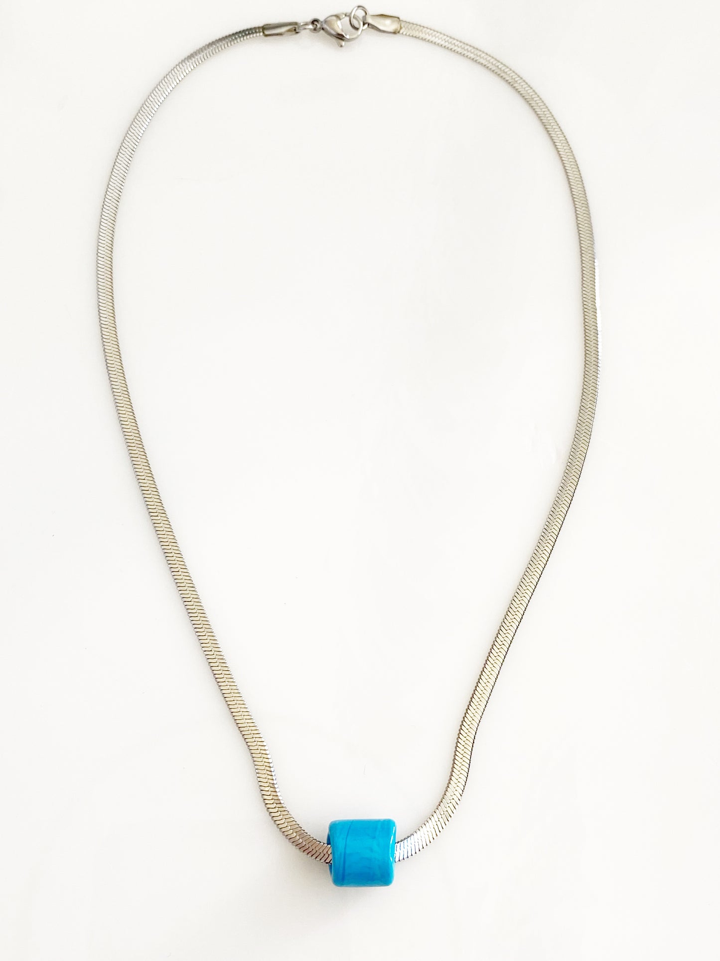 Turquoise Nazar Herringbone Necklace