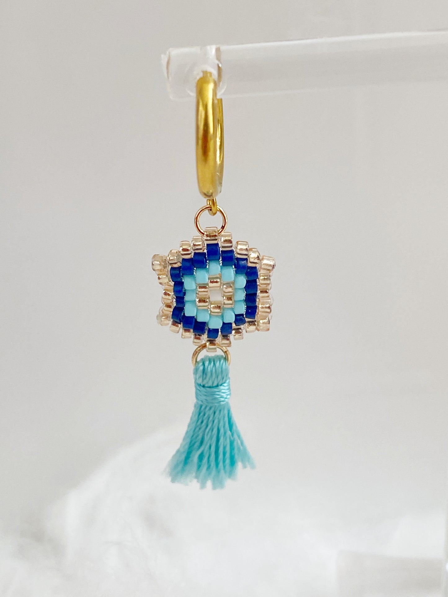 Evil Eye Miyuki Tassel Dangle Earrings