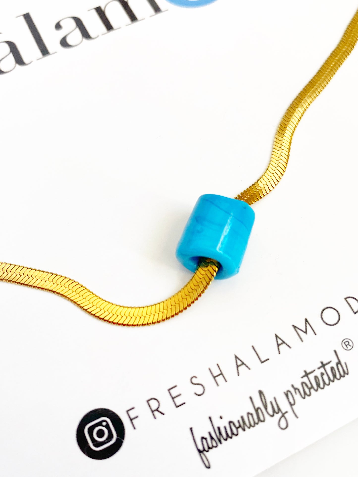 Turquoise Nazar Herringbone Necklace