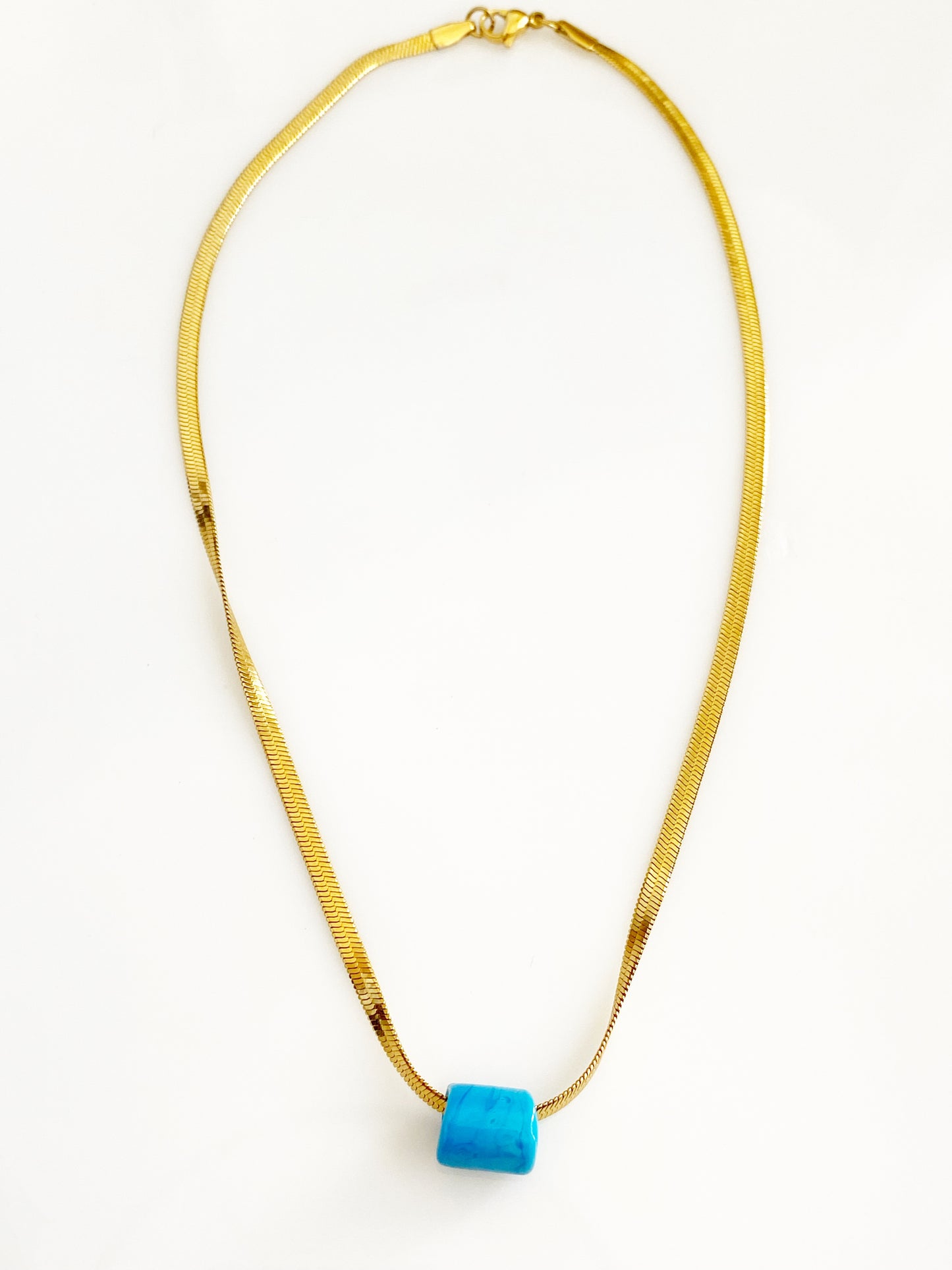 Turquoise Nazar Herringbone Necklace