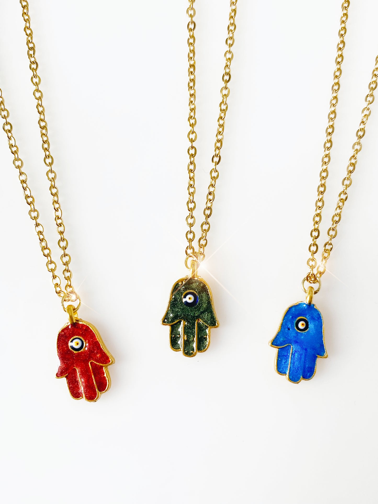 Holiday Handpainted Hamsa Necklace