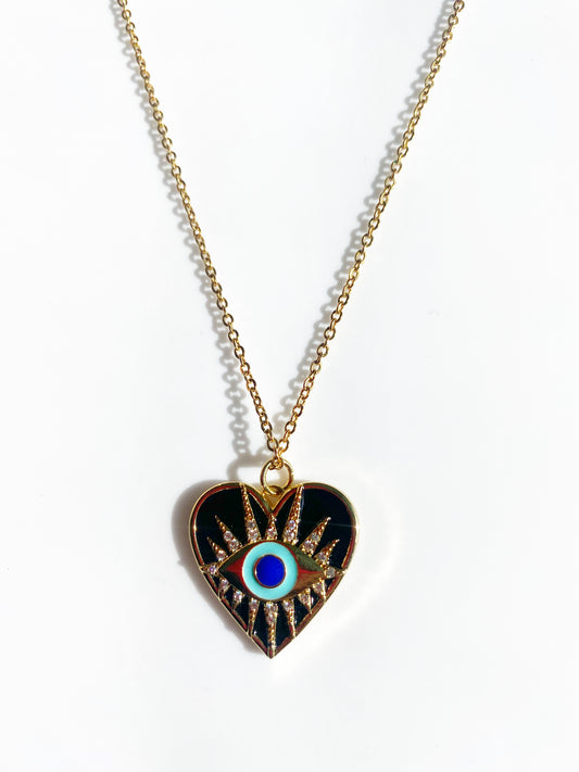 Collar de mal de ojo de corazón negro