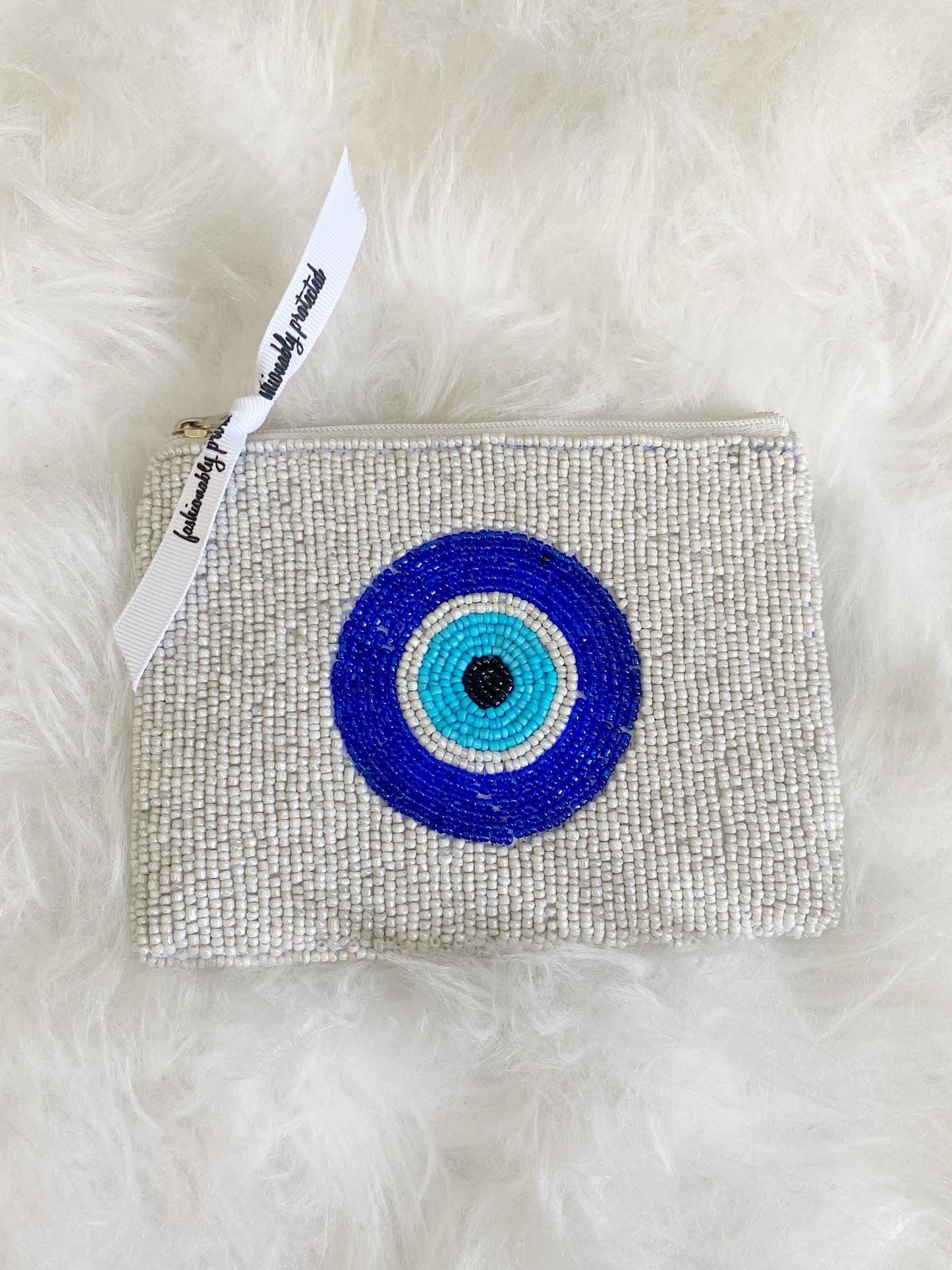 Evil Eye Beaded Zipper Purse