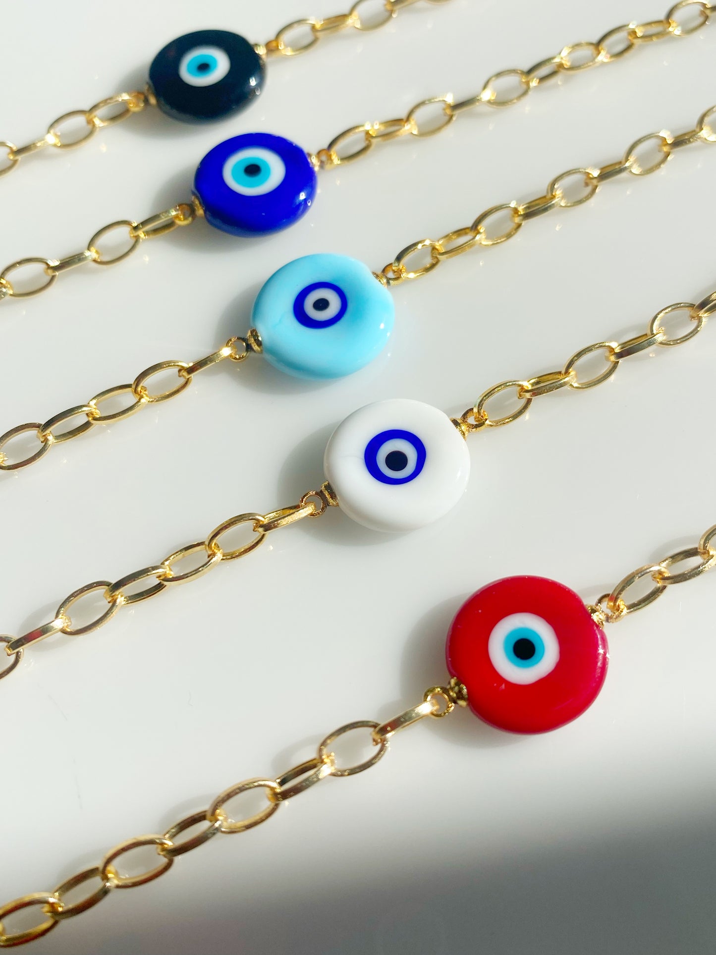 Evil Eye Glass Chain Bracelet