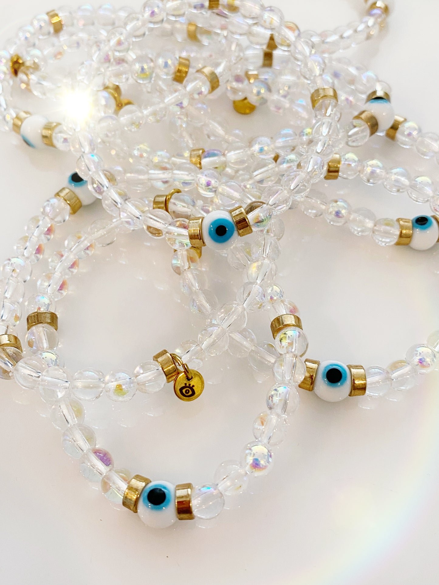 Iridescent Evil Eye Glass Bracelet