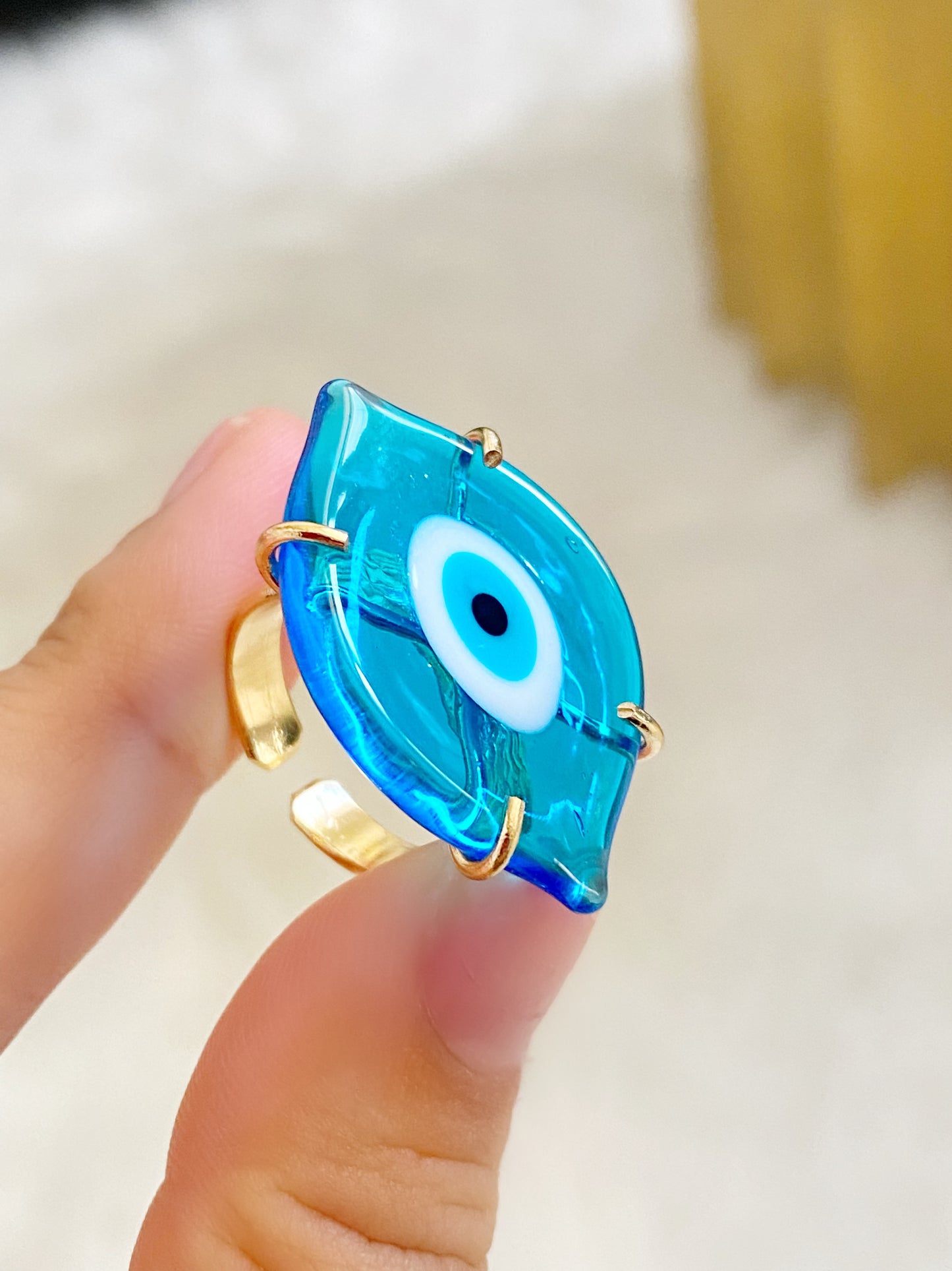 Evil Eye Turquoise Glass Ring