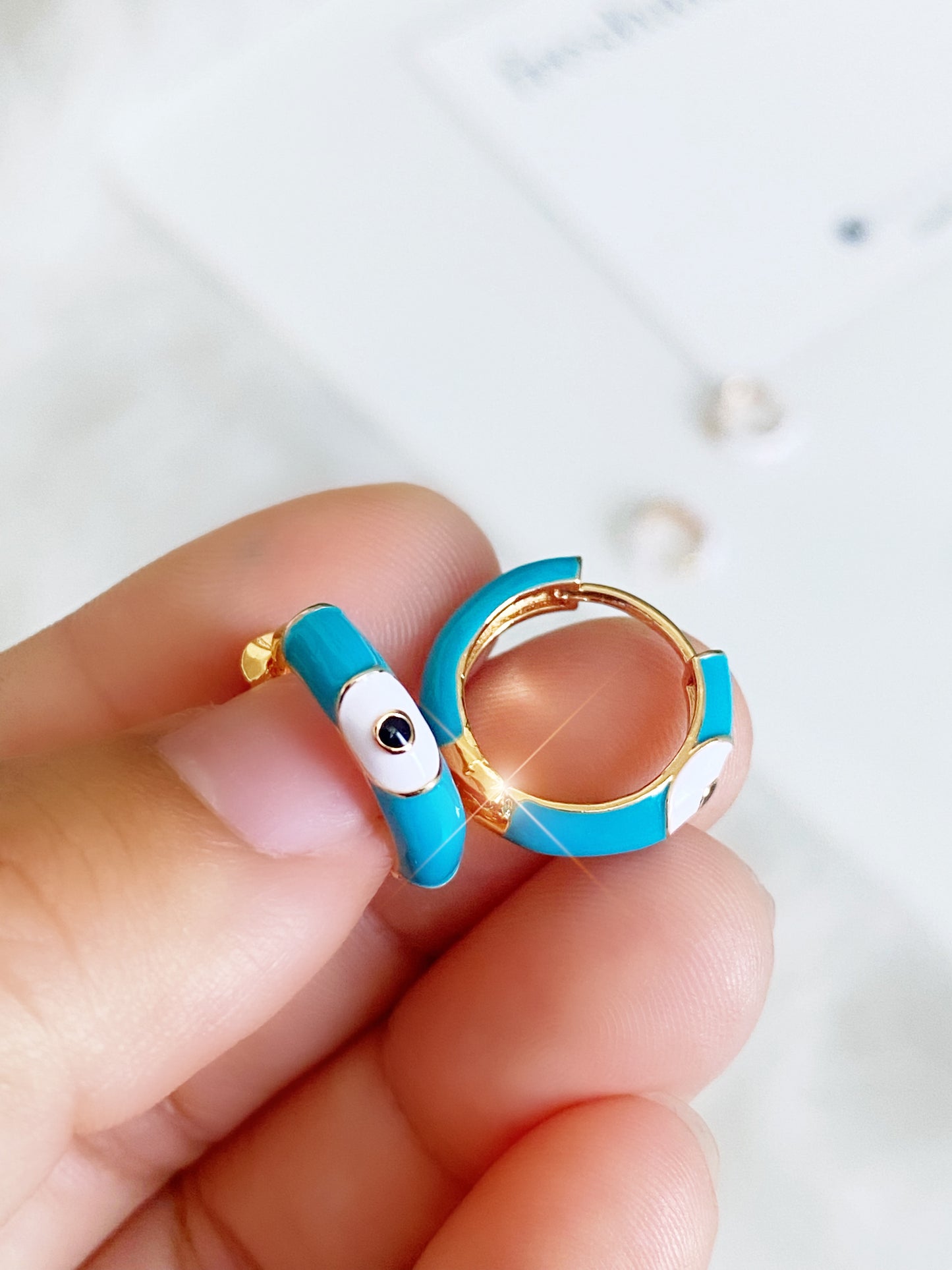 Classic Evil Eye Huggie Earrings