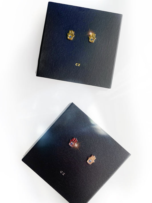 Petite Hamsa Gold Dipped Studs