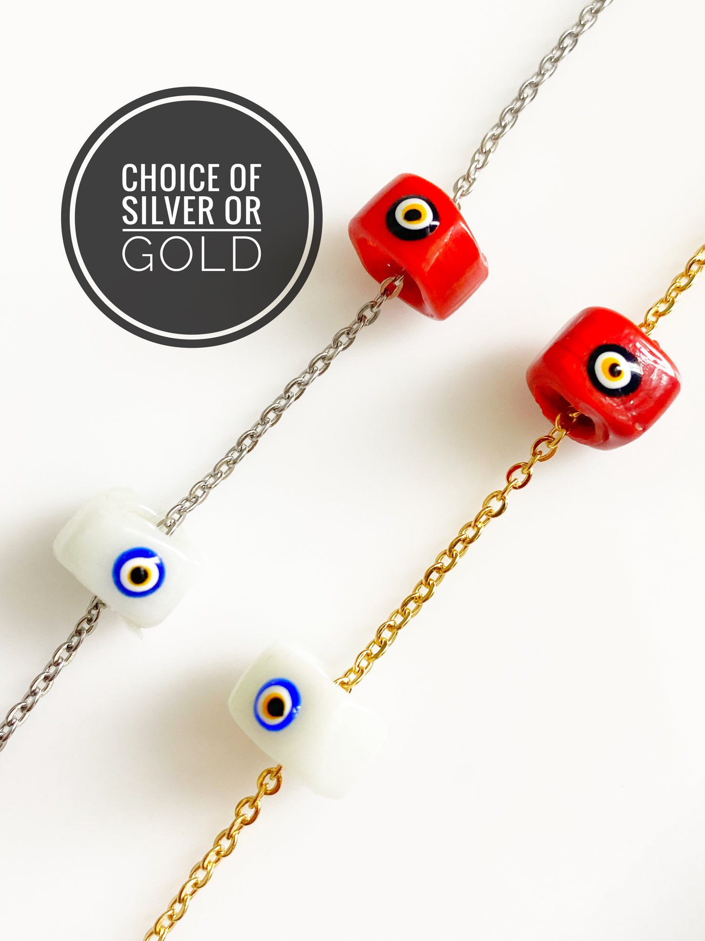 Evil Eye Cube Charm Necklace No