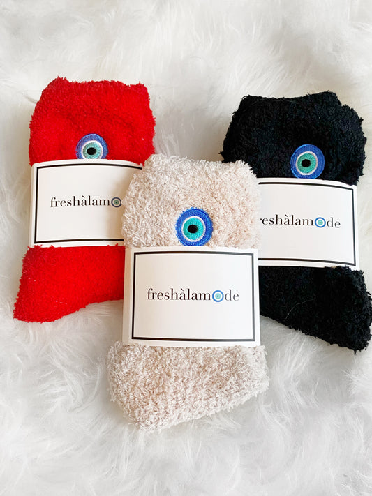 Evil Eye Cozy Fuzzy Socks