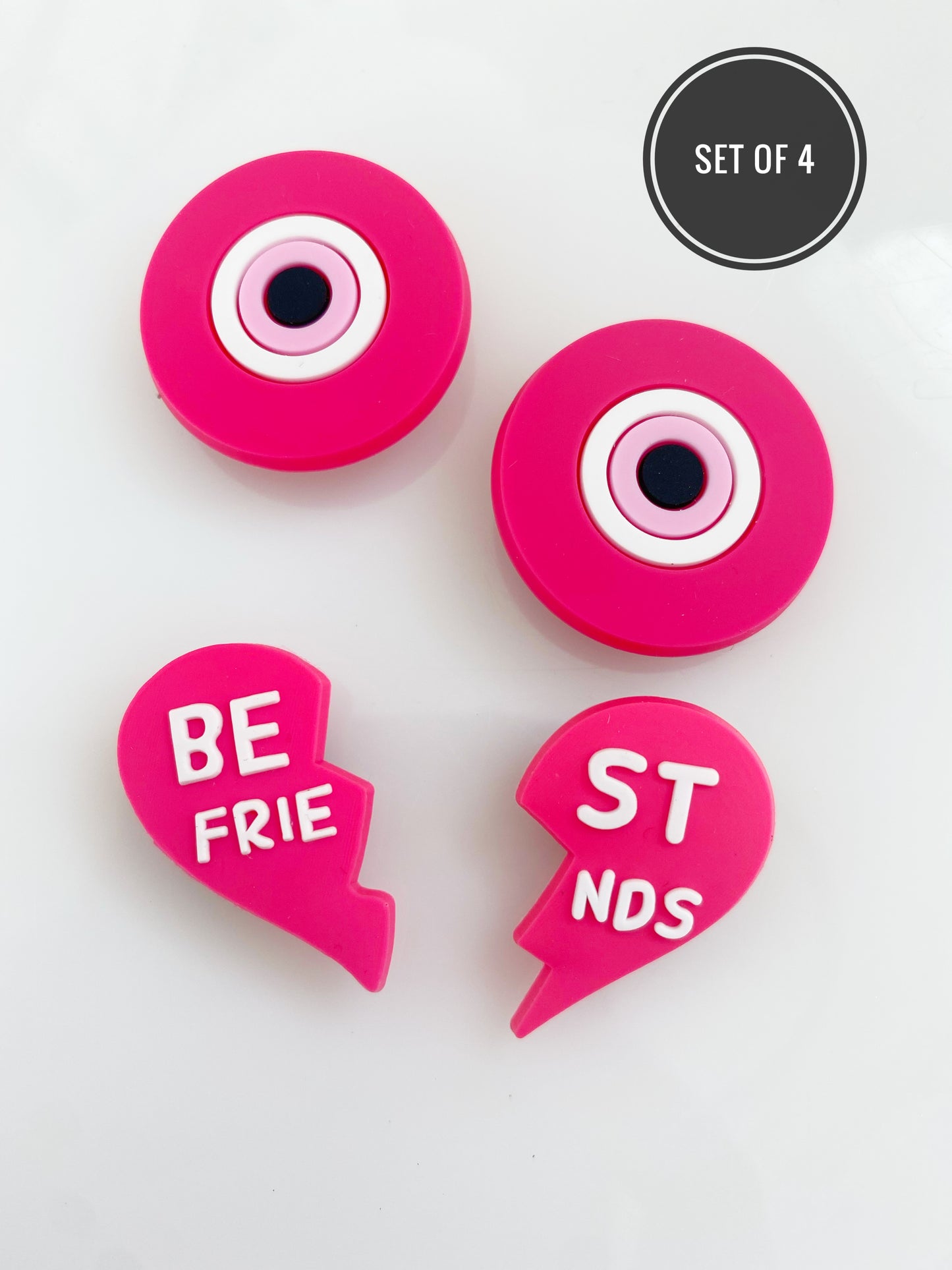 Pink Evil Eye BFF Croc Charm Set of 4