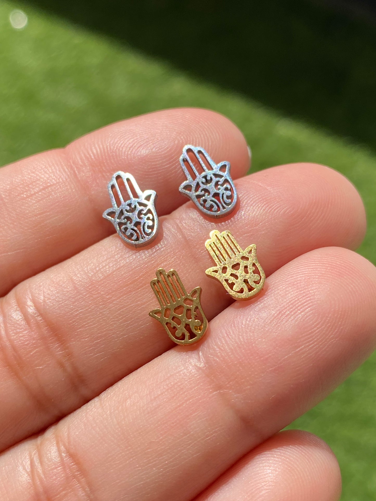 Hamsa Stainless Steel Stud Earrings