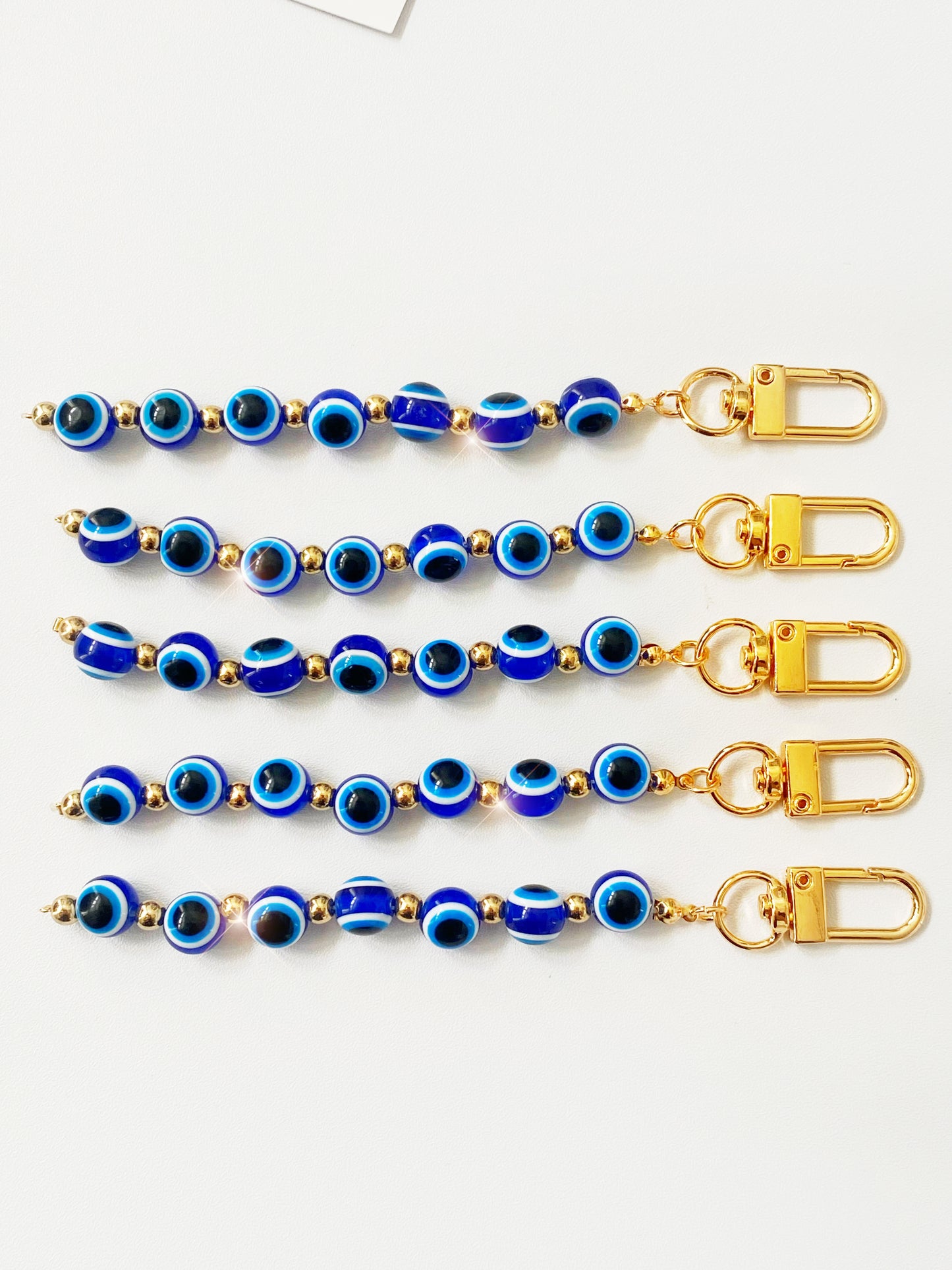 Evil Eye Beaded Swivel Keychain Clip