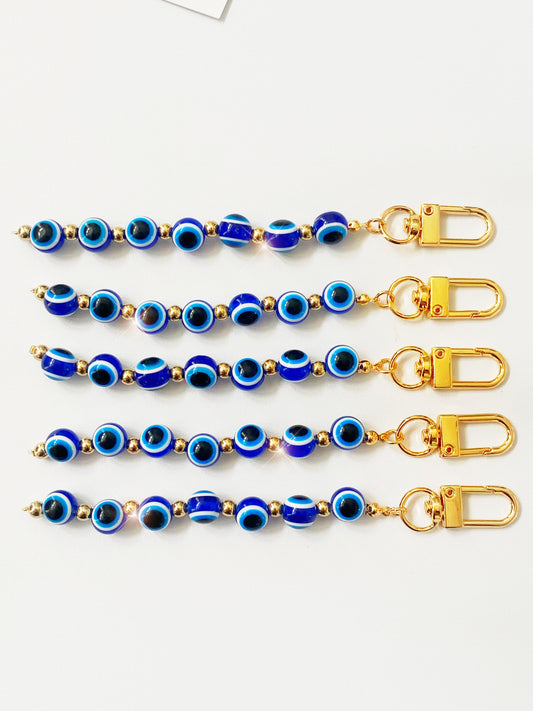 Evil Eye Beaded Swivel Keychain Clip