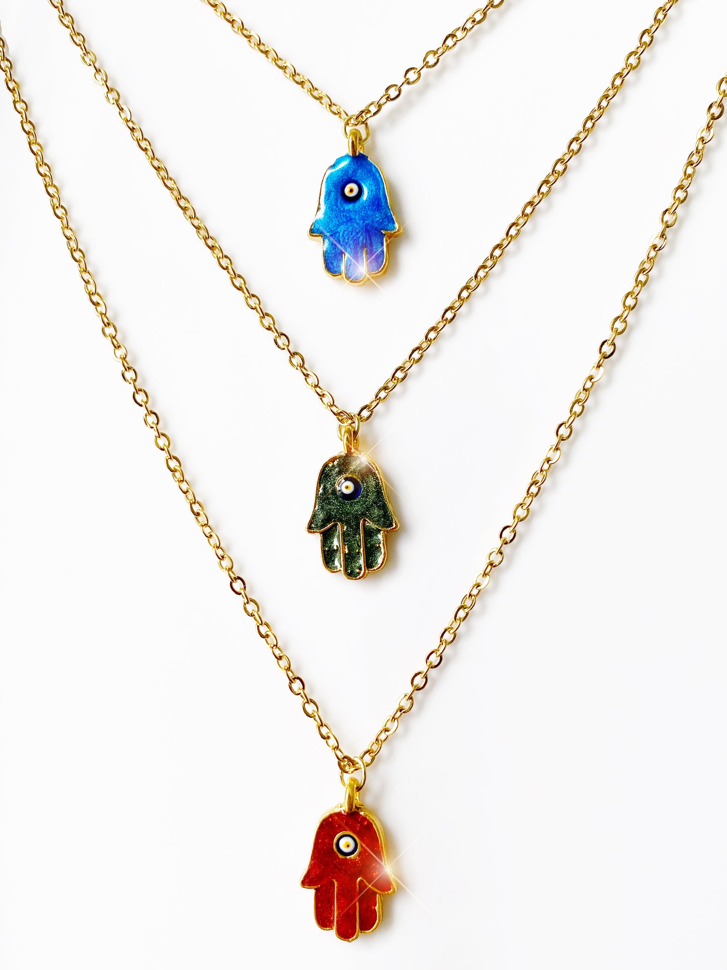 Holiday Handpainted Hamsa Necklace