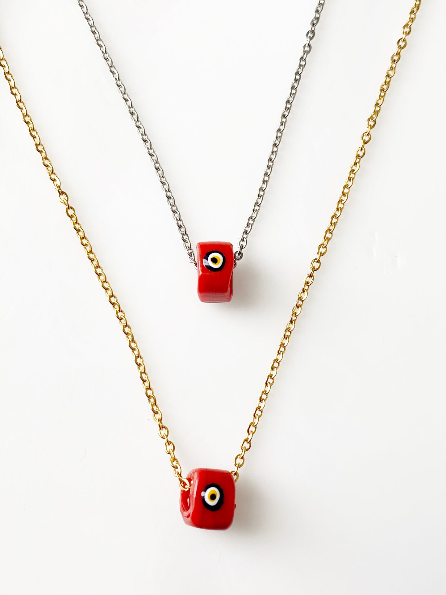 Evil Eye Cube Charm Necklace No