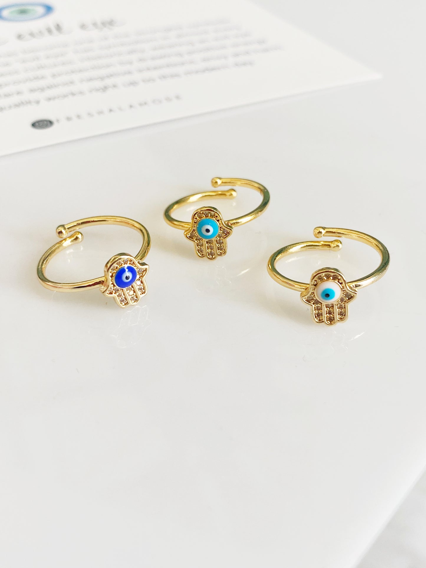 Dainty Evil Eye Hamsa Ring