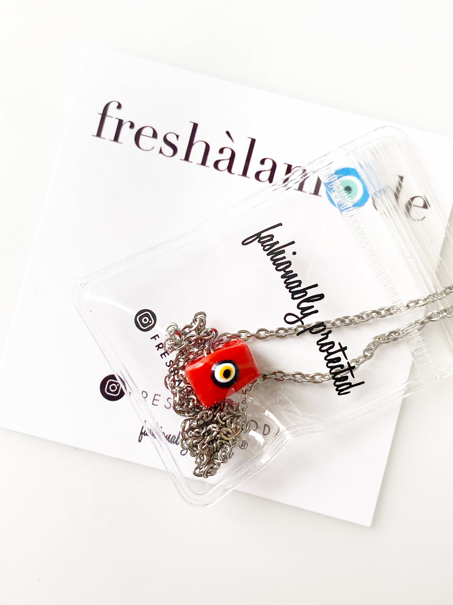 Evil Eye Cube Charm Necklace No