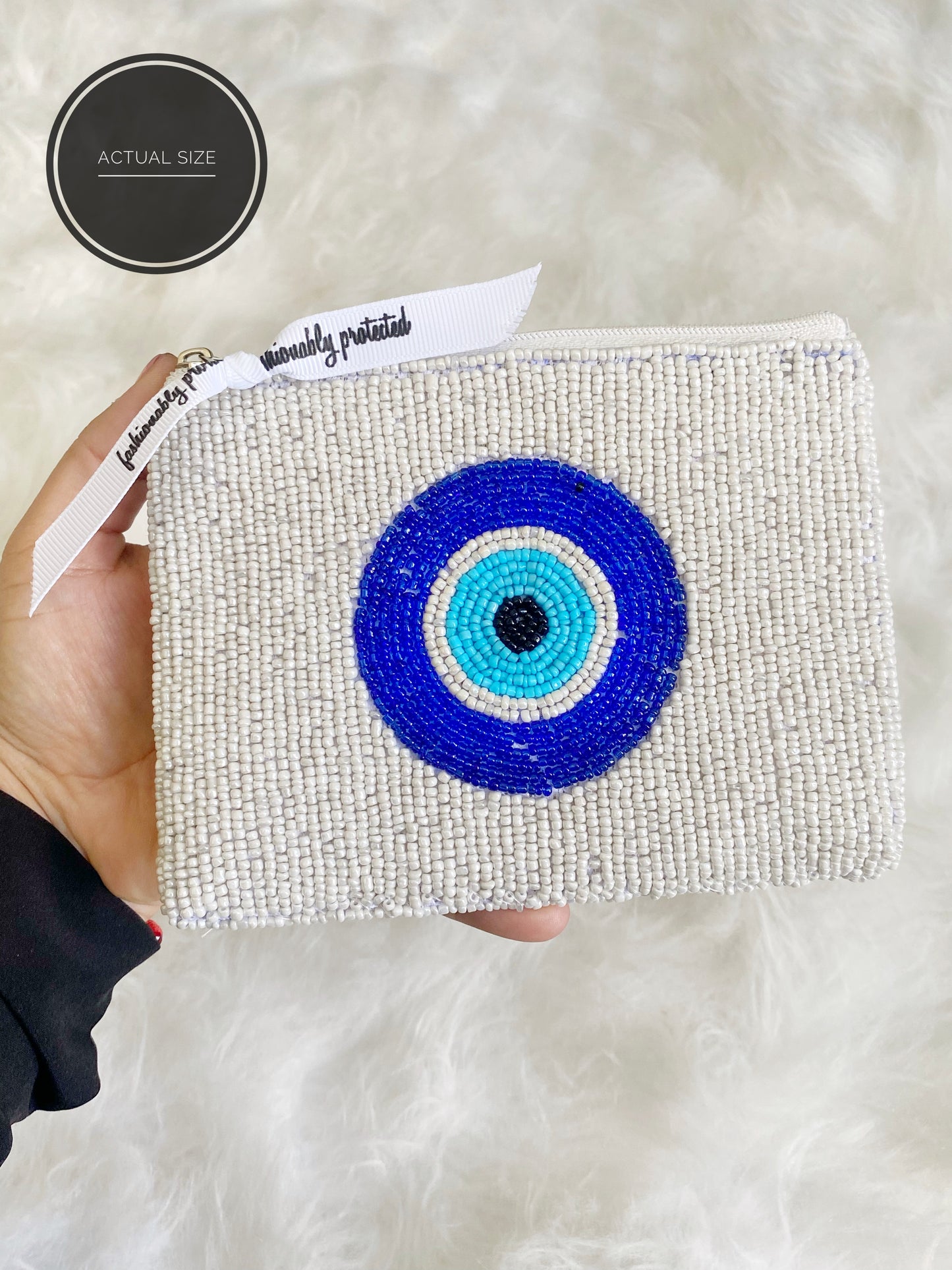 Evil Eye Beaded Zipper Purse