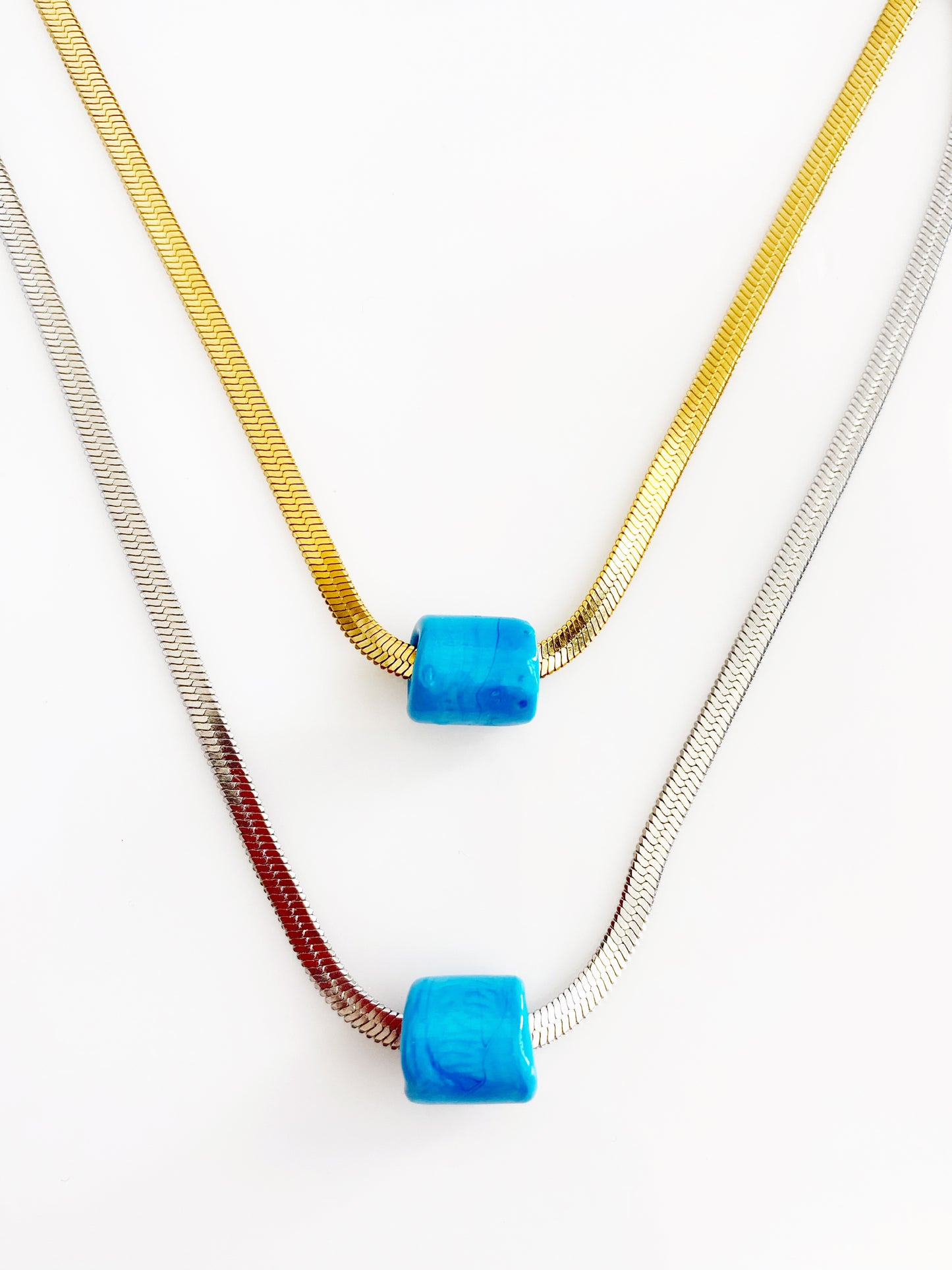 Turquoise Nazar Herringbone Necklace